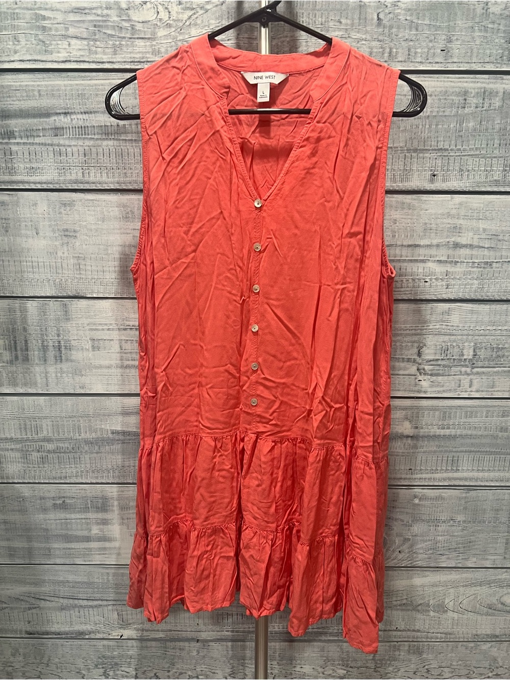 Nine West Coral Sleeveless Button-Up Dress